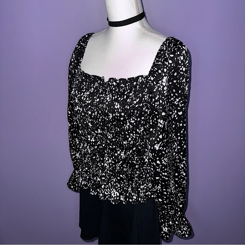 A New Day Black and White Dotted Blouse